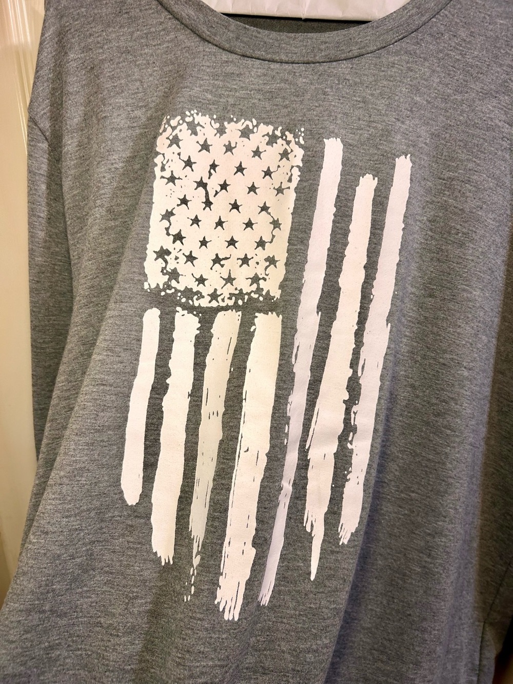Gray sweatshirt with Distressed White Flag Graphic